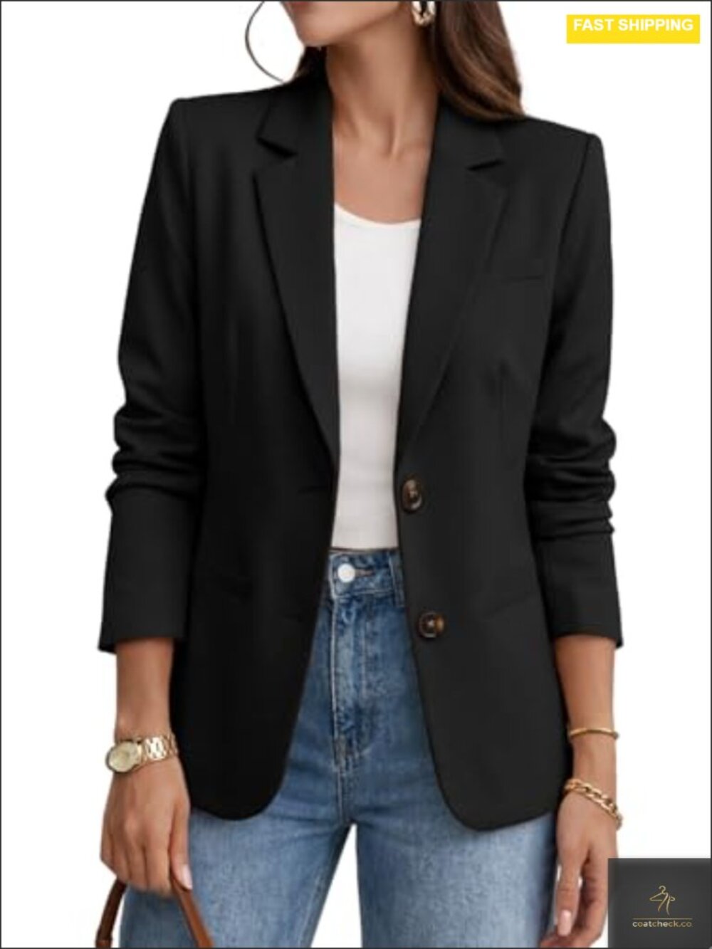 Womens Business Casual Blazer Long Sleeve Office Suit Jacket Notched Lapel